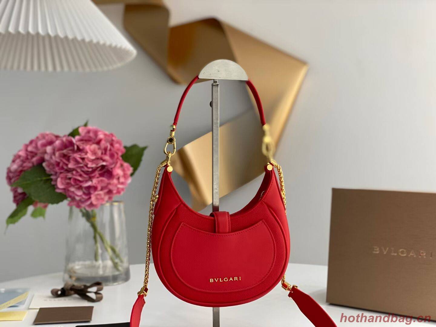 BVLGARI Shoulder Bag Calfskin Leather B281632 RED