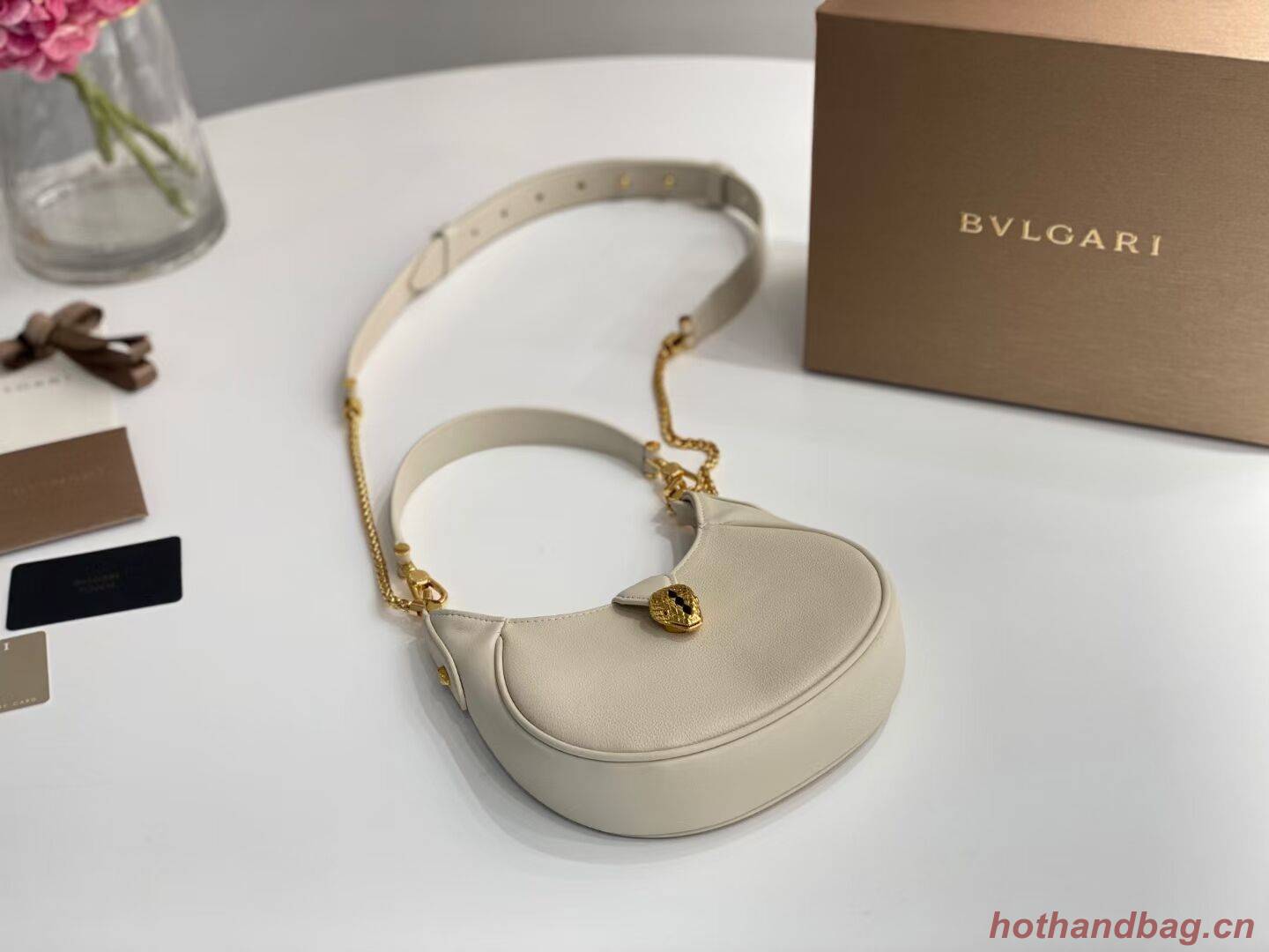 BVLGARI Shoulder Bag Calfskin Leather B281632 white