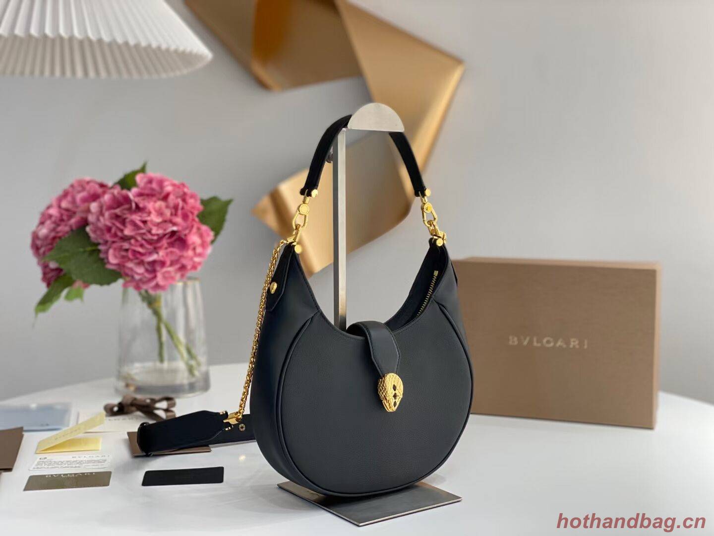 BVLGARI Shoulder Bag Calfskin Leather B281640 black