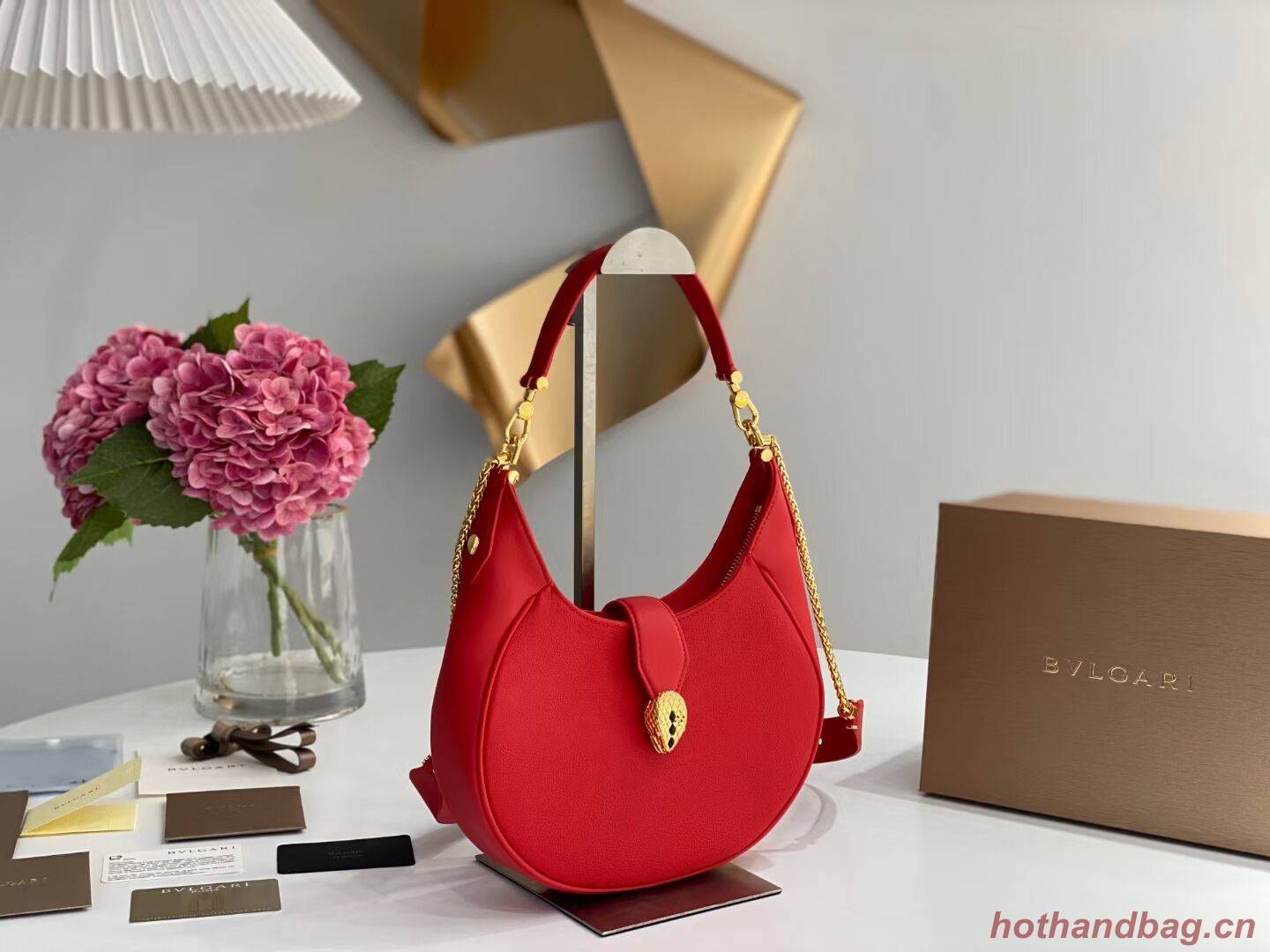 BVLGARI Shoulder Bag Calfskin Leather B281640 red