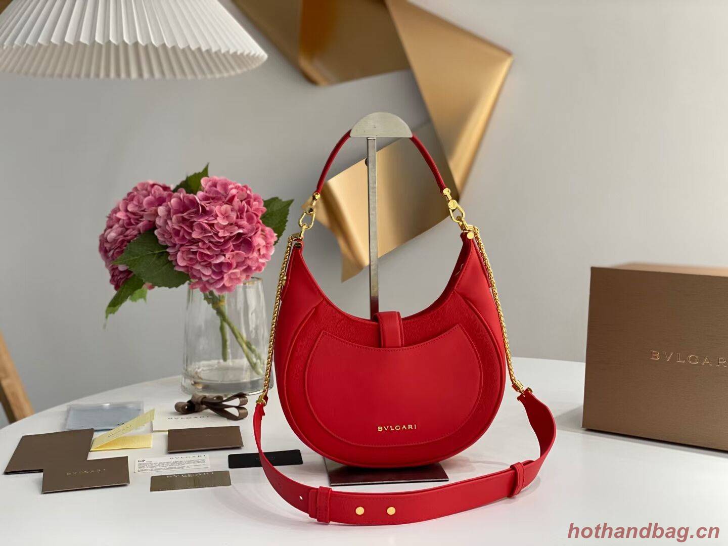 BVLGARI Shoulder Bag Calfskin Leather B281640 red