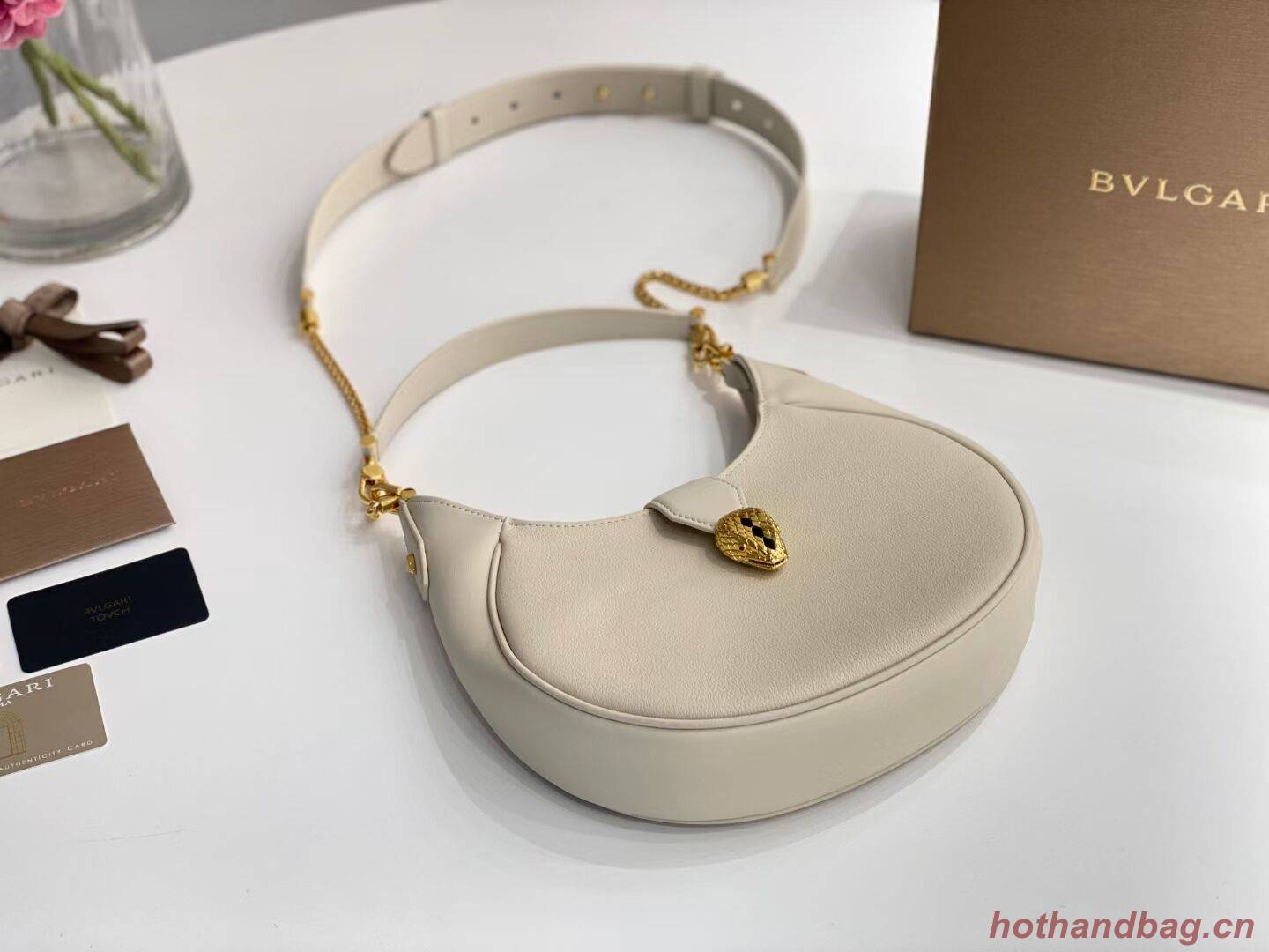 BVLGARI Shoulder Bag Calfskin Leather B281640 white