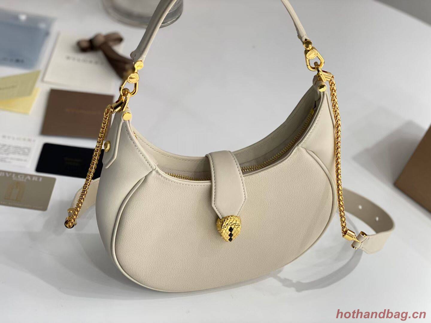 BVLGARI Shoulder Bag Calfskin Leather B281640 white