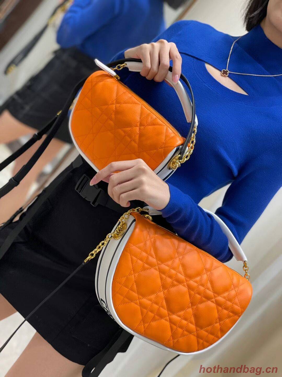 DIOR Shoulder Bag Cannage Lambskin C0617 orange