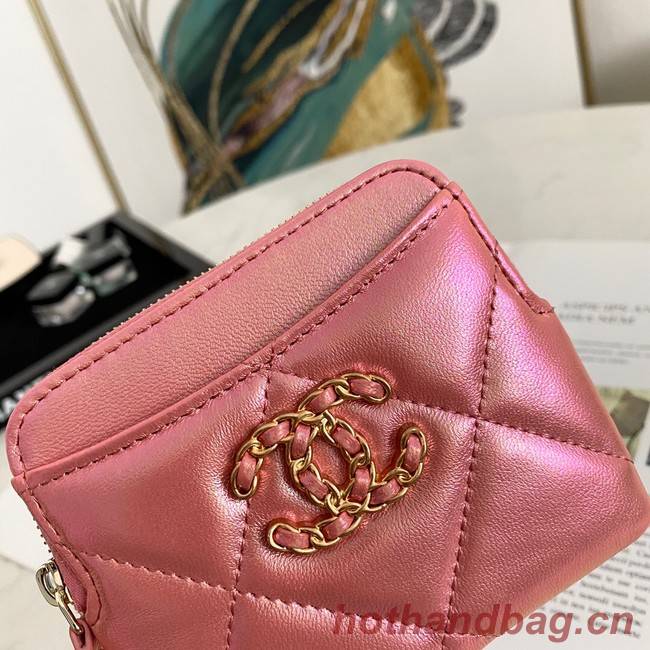 Chanel 19 Zip Card bag 82086 Pearl pink