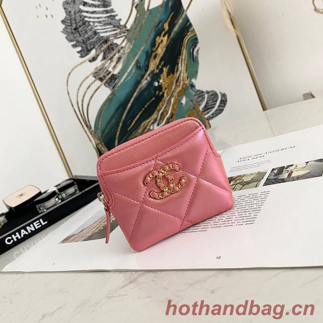 Chanel 19 Zip Card bag 82086 Pearl pink