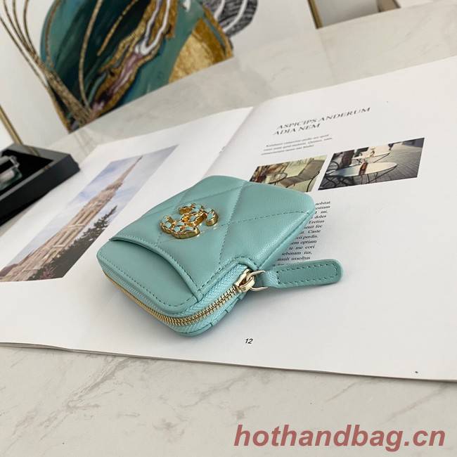 Chanel 19 Zip Card bag 82086 light blue