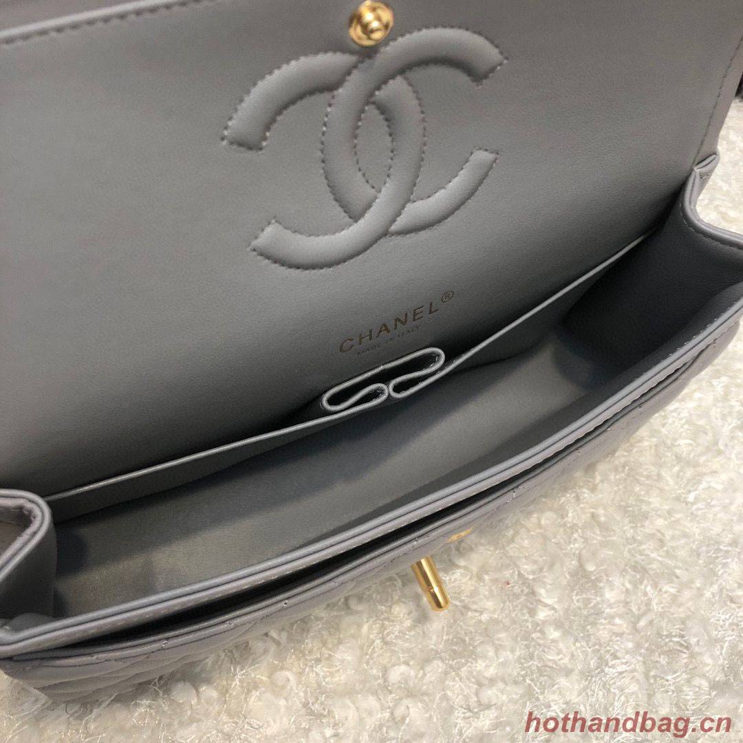 Chanel 2.55 Series Flap Bag Original Lambskin Leather 5024CF A01112 Grey Gold-Tone