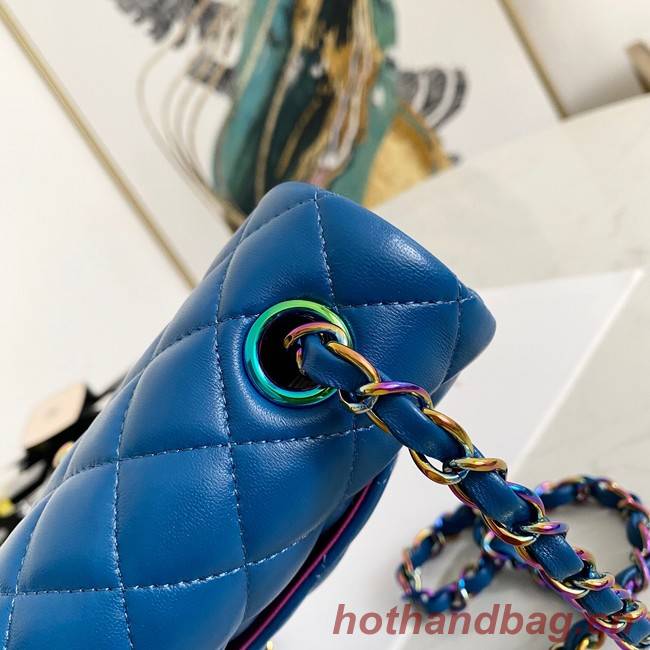 Chanel Flap Lambskin Shoulder Bag 1116 Electro optic blue