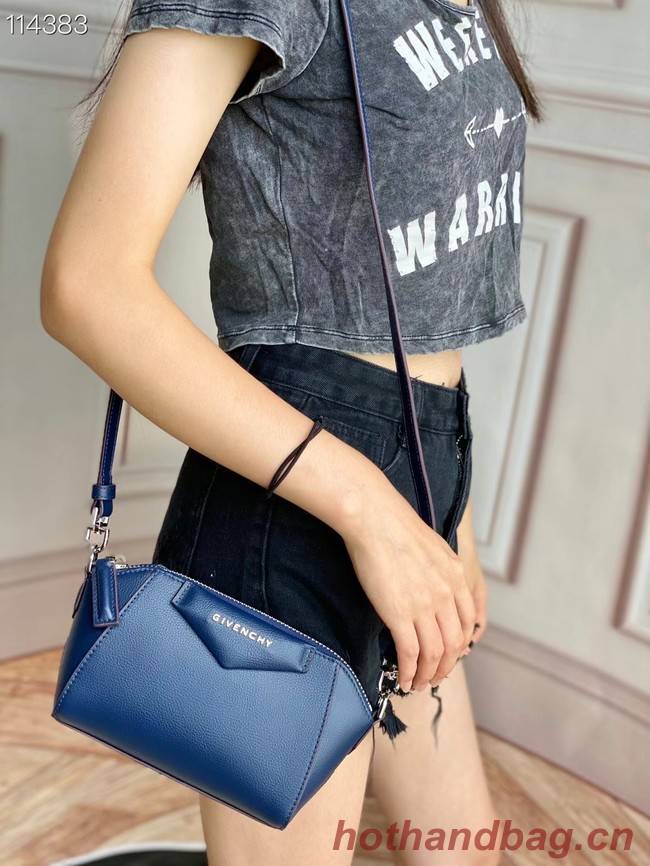 GIVENCHY Original Leather Shoulder Bag 1870 dark blue