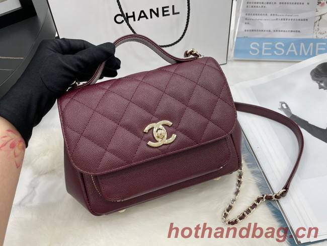 Chanel small flap bag Calfskin & Gold-Tone Metal A93749 Burgundy