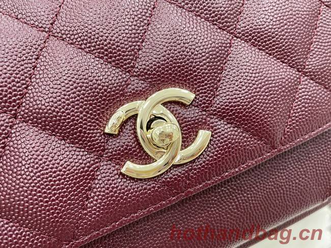 Chanel small flap bag Calfskin & Gold-Tone Metal A93749 Burgundy