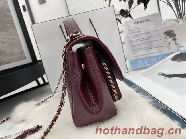 Chanel small flap bag Calfskin & Gold-Tone Metal A93749 Burgundy