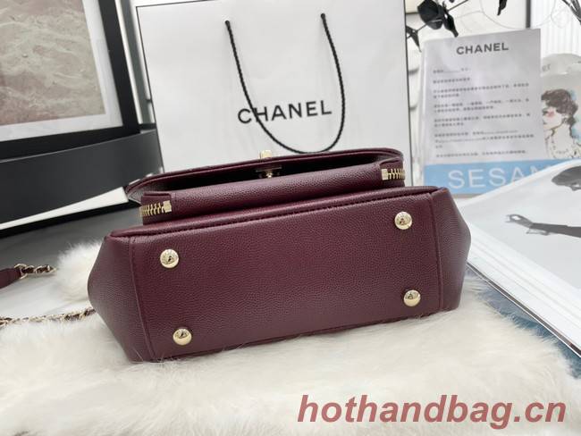 Chanel small flap bag Calfskin & Gold-Tone Metal A93749 Burgundy