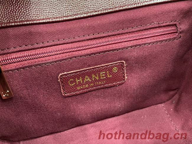 Chanel small flap bag Calfskin & Gold-Tone Metal A93749 Burgundy