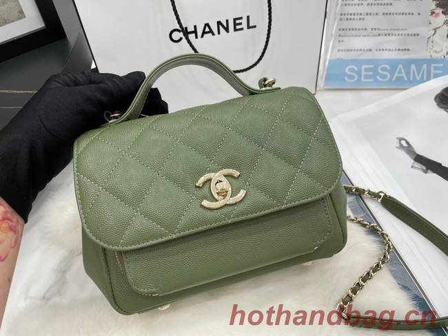 Chanel small flap bag Calfskin & Gold-Tone Metal A93749 green