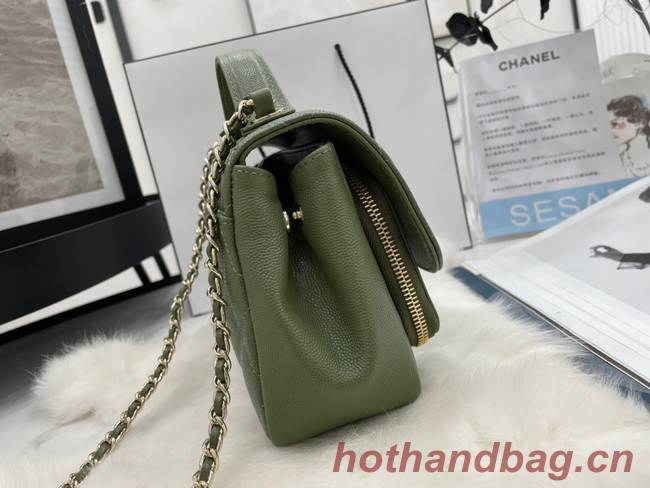 Chanel small flap bag Calfskin & Gold-Tone Metal A93749 green