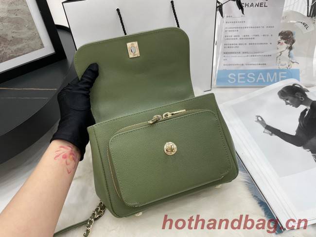 Chanel small flap bag Calfskin & Gold-Tone Metal A93749 green