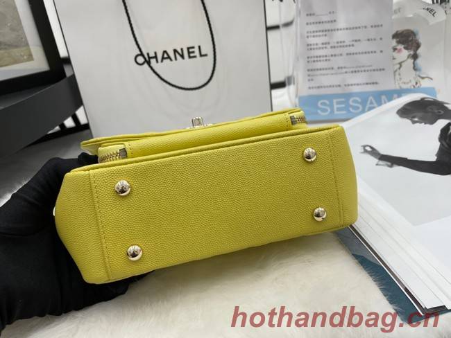 Chanel small flap bag Calfskin & Gold-Tone Metal A93749 lemon