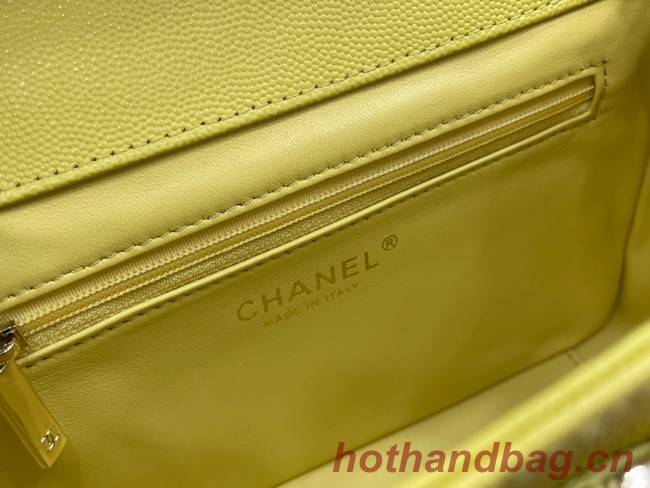 Chanel small flap bag Calfskin & Gold-Tone Metal A93749 lemon