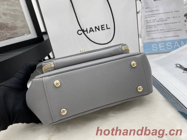 Chanel small flap bag Calfskin & Gold-Tone Metal A93749 light gray