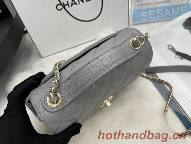 Chanel small flap bag Calfskin & Gold-Tone Metal A93749 light gray