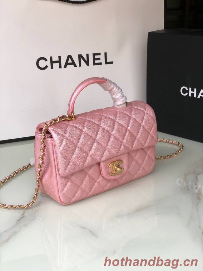 CHANEL mini flap bag with top handle AS2431 rose