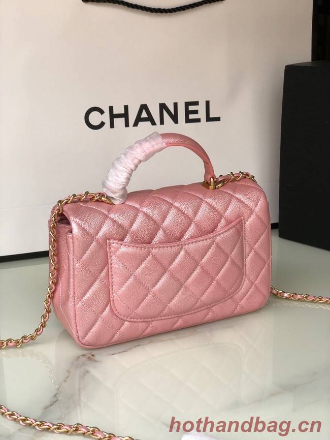 CHANEL mini flap bag with top handle AS2431 rose