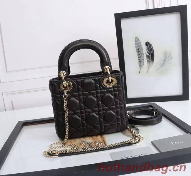 MINI LADY DIOR BAG Lambskin M0566OE black&gold