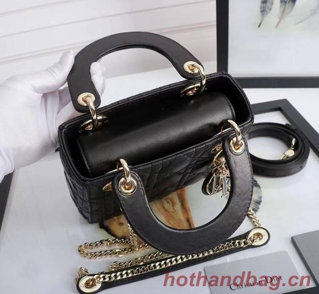 MINI LADY DIOR BAG Lambskin M0566OE black&gold