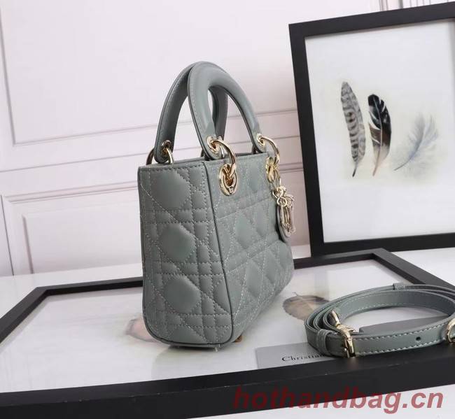 MINI LADY DIOR BAG Lambskin M0566OE gray&gold