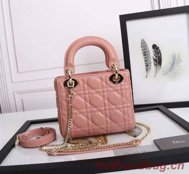 MINI LADY DIOR BAG Lambskin M0566OE pink&gold