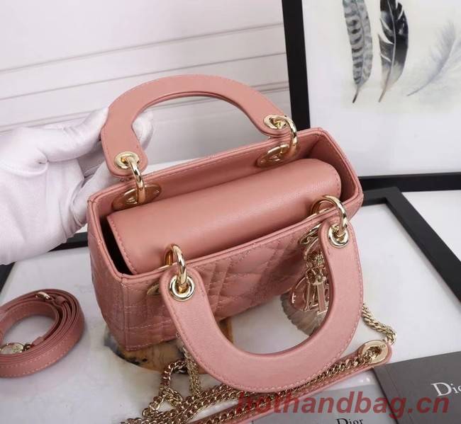 MINI LADY DIOR BAG Lambskin M0566OE pink&gold