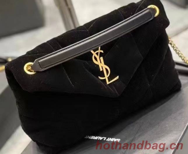 Yves Saint Laurent LOULOU PUFFER BAG SUEDE Y577476 Black