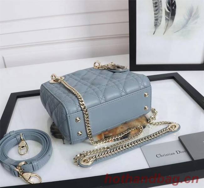 MINI LADY DIOR BAG Lambskin M0566OE light blue