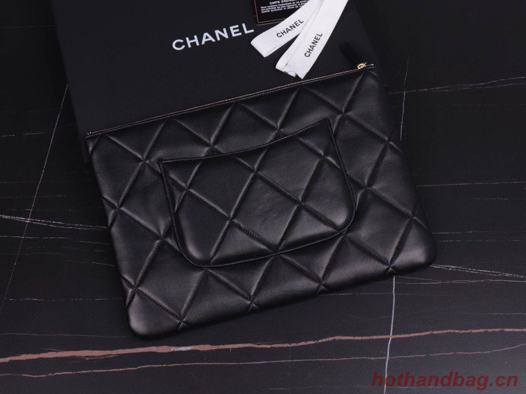 CHANEL 19 Sheepskin Original Leather Carry on bag AP0952 Black