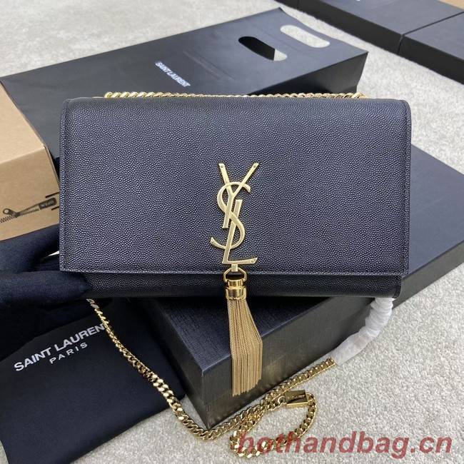 YSL KATE MEDIUM WITH TASSEL IN GRAIN DE POUDRE EMBOSSED LEATHER 354119B black