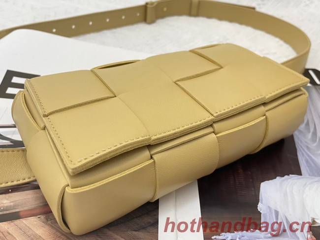 Bottega Veneta CASSETTE Mini intreccio leather belt bag 651053 ALMOND