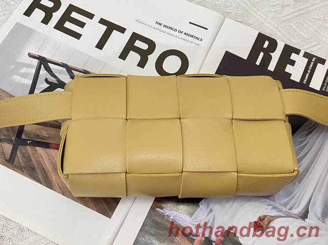 Bottega Veneta CASSETTE Mini intreccio leather belt bag 651053 ALMOND