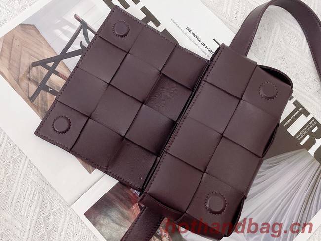 Bottega Veneta CASSETTE Mini intreccio leather belt bag 651053 Burgundy