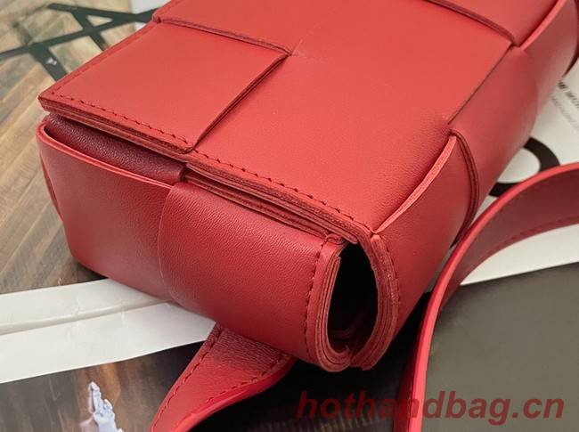 Bottega Veneta CASSETTE Mini intreccio leather belt bag 651053 TOMATO