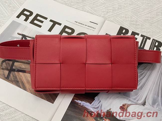 Bottega Veneta CASSETTE Mini intreccio leather belt bag 651053 TOMATO