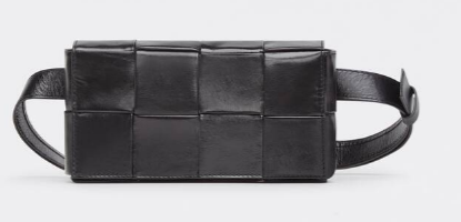 Bottega Veneta CASSETTE Mini intreccio leather belt bag 651053 black