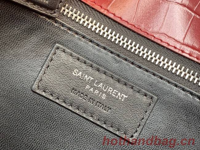 SAINT LAURENT CASSANDRA MEDIUM CHAIN BAG IN CROCODILE EMBOSSED SHINY LEATHER 532750 Burgundy