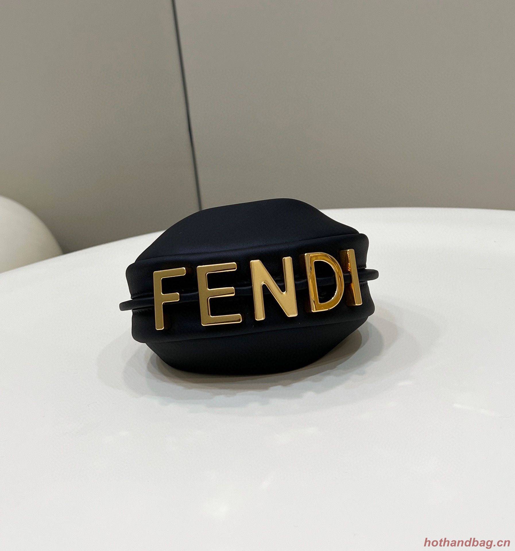 Fendi Praphy Original Leather Big FENDI Logo Mini Bag 80056S Black