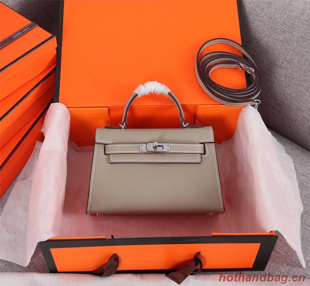 Hermes Kelly 20cm Tote Bag Original Epsom Leather KL20 Gray