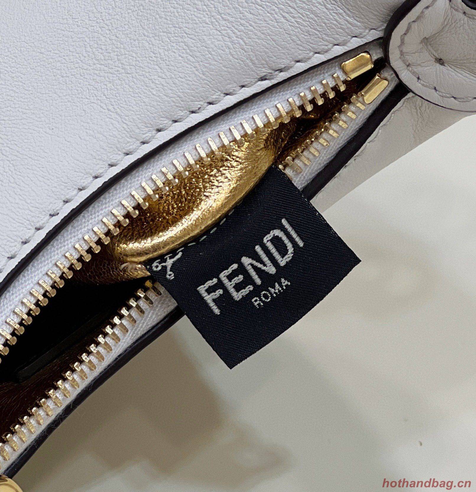 Fendi Praphy Original Leather Big FENDI Logo Mini Bag 80056S White