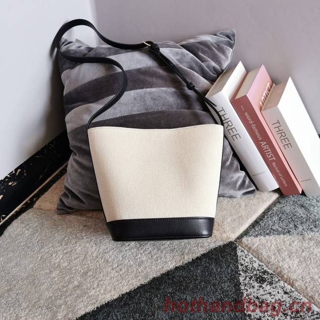 Celine TRIOMPHE SHOULDER BAG IN TRIOMPHE CANVAS AND CALFSKIN 198242 black&white