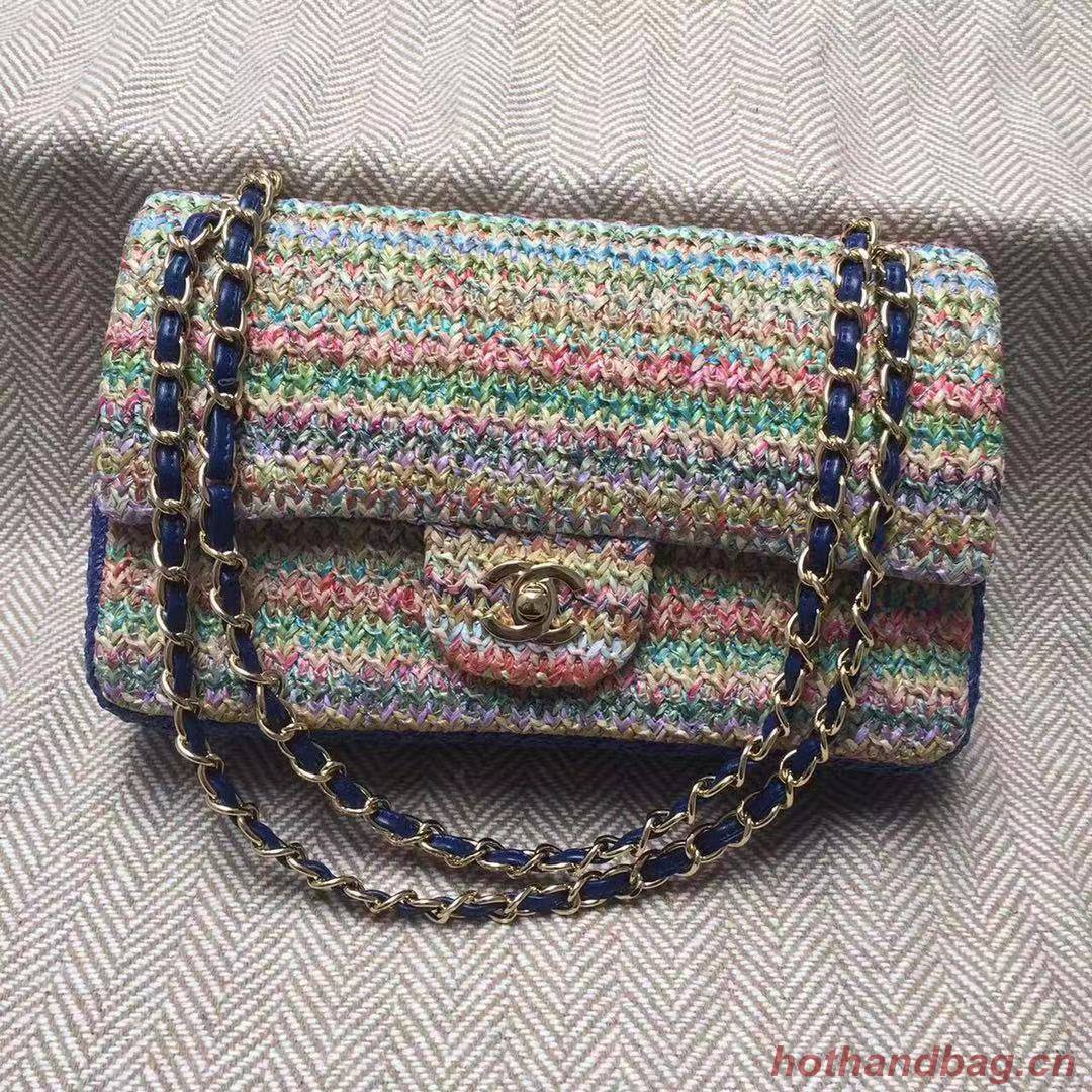 CHANEL Tweed Braided Calfskin & Gold-Tone Metal 1112 Multicolor&Blue