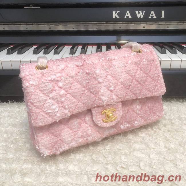 CHANEL Tweed Braided Calfskin & Gold-Tone Metal 1112 pink